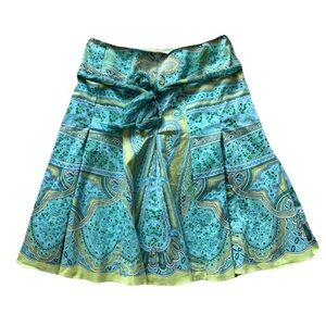 Women's Vintage Elie Tahari Elegant Green Paisley Spring Easter Skirt Size 2
